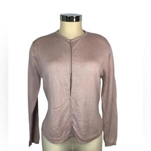 Merona Cardigan Sweater Silk Cashmere Blend Hook & Eye Closure Soft Lavender